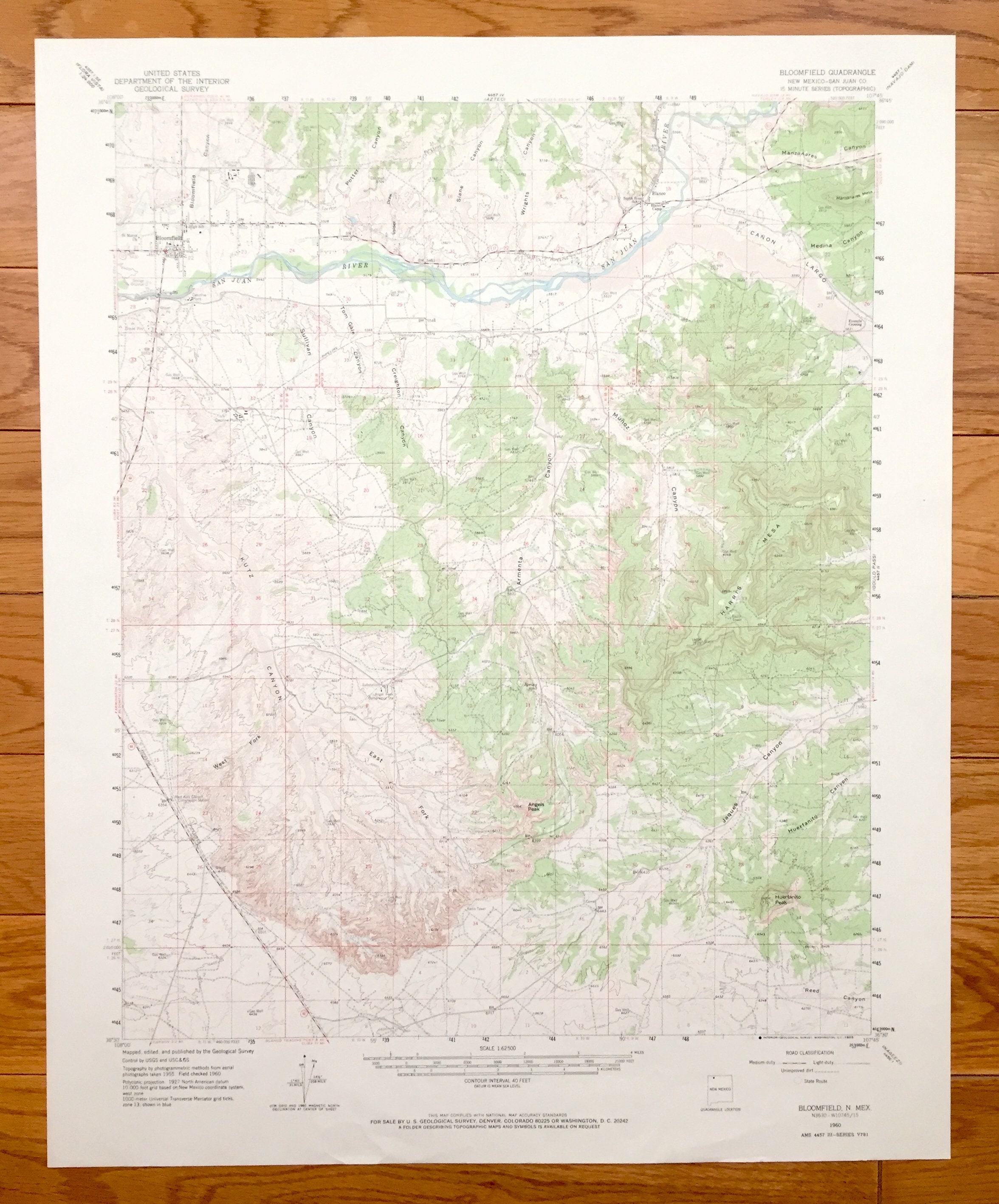 Antique Bloomfield New Mexico 1960 US Geological Survey Etsy