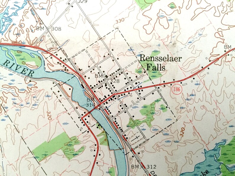 Antique Rensselaer Falls New York 1963 US Geological Survey Etsy
