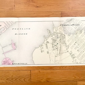 Antik 1871 Cushings Point, Maine Map von F.W. Beers Atlas of Cumberland County – Portland, Knightville, Fort Preble, Cape Elizabeth, ME