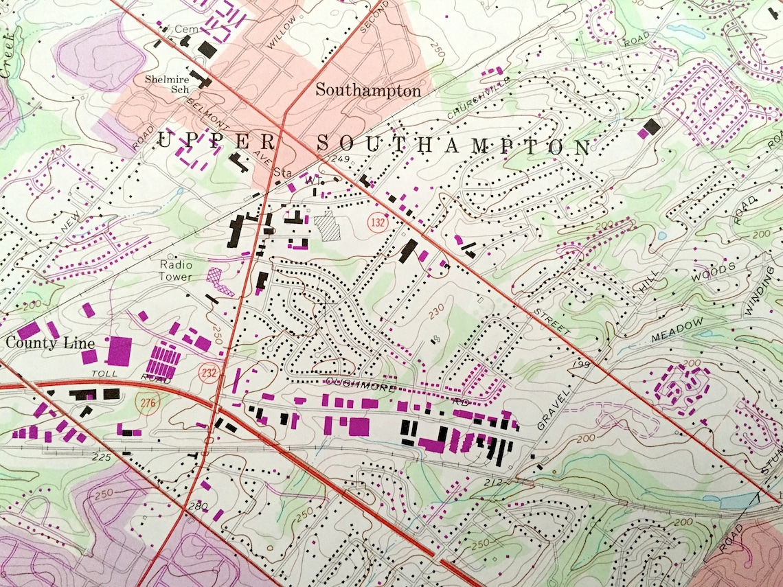 Antique Hatboro Pennsylvania 1966 US Geological Survey Etsy
