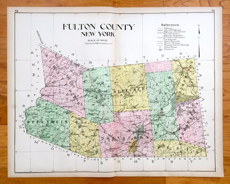 Antique Fulton County New York 1911 New Century Atlas Map Etsy