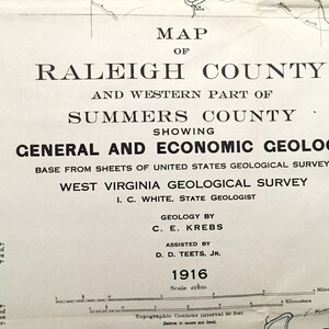 Antique Raleigh County, West Virginia 1916 Geological Survey Map