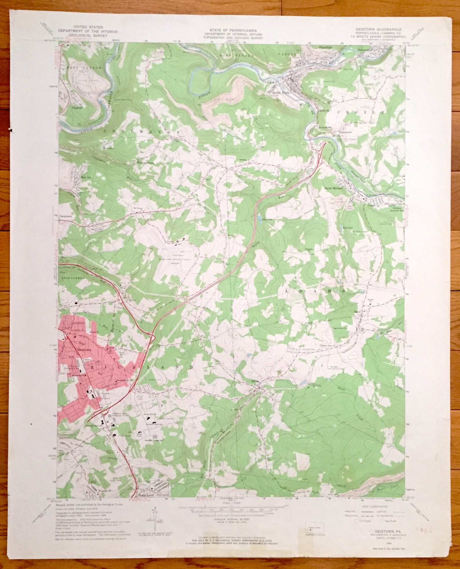 Antique Geistown Pennsylvania 1964 US Geological Survey Etsy
