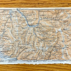 Antique 1911 Oberkirch, Germany Map from Baedekers Guide Atlas – Baden-Württemberg, Buchwald, Ringelbach, Ottenhofen, Vogelskopf, Oppenau