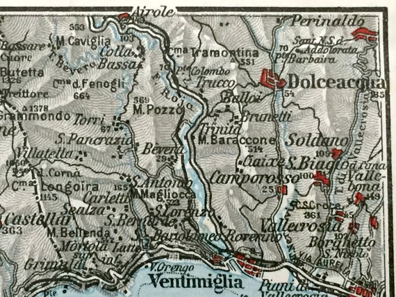 Antique 1937 Nice, France Map From Muirhead's Blue Guides