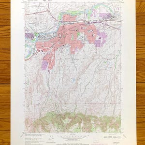 Ancienne carte topographique de Casper, Wyoming, 1961 US Geological Survey - comté de Natrona, Mills, Evansville, Allendale, Platte River, Wyoming