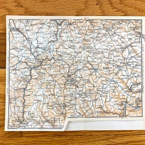 Antique 1911 Mayen and Daun, Germany Map from Baedekers Guide Atlas – Rhineland-Palatinate, Volcanic Eifel Mountains, Kyllburg, Gerolstein