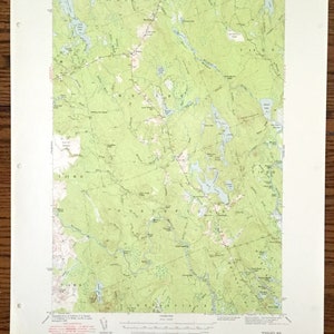 Antiker Wesley, Maine 1941 US-Amerikanisches Landkarte - Washington County, Northfield, Whitneyville, Chain Lakes, Long Lake Bog ME