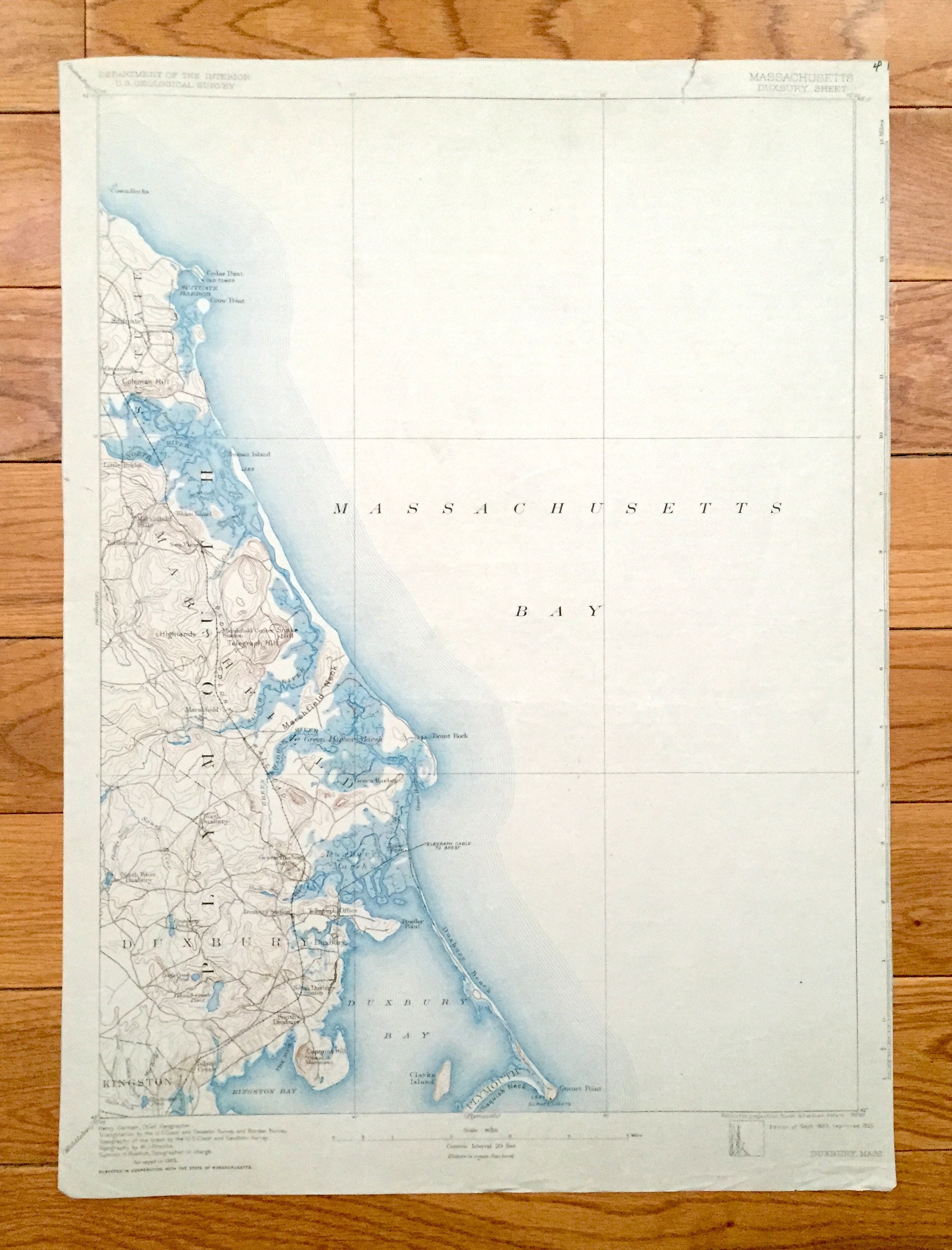 アンティーク ダックスベリー、マサチューセッツ州 1893 年米国地質