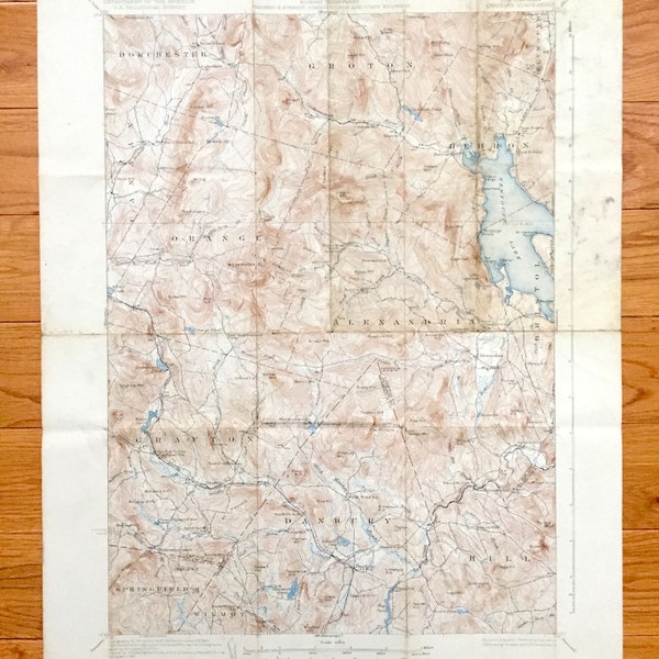 Antique Newfound Lake, New Hampshire 1930 US Geological Survey Topographic Map – Hebron, Bristol, Alexandria, Orange, Danbury Mt Cardigan NH