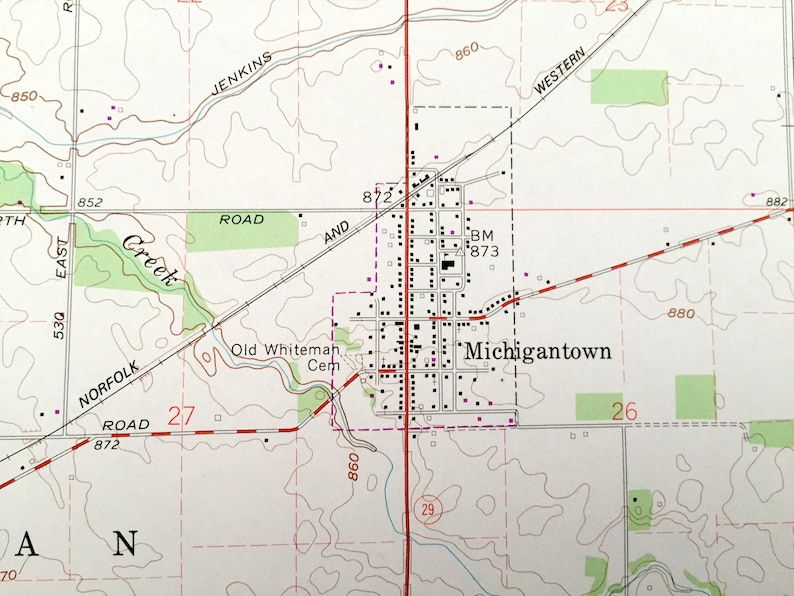 Antique Michigantown Indiana 1959 US Geological Survey Etsy