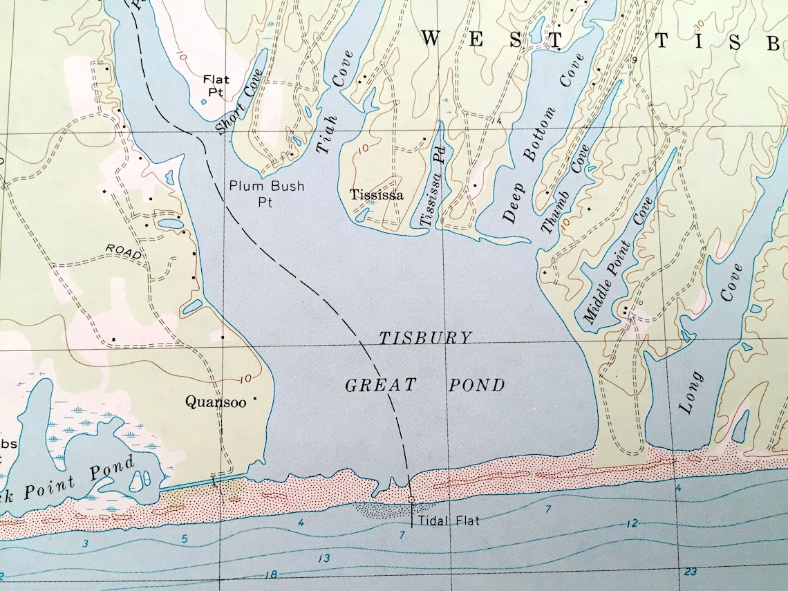 Antique Tisbury Great Pond Massachusetts 1972 US Geological Etsy