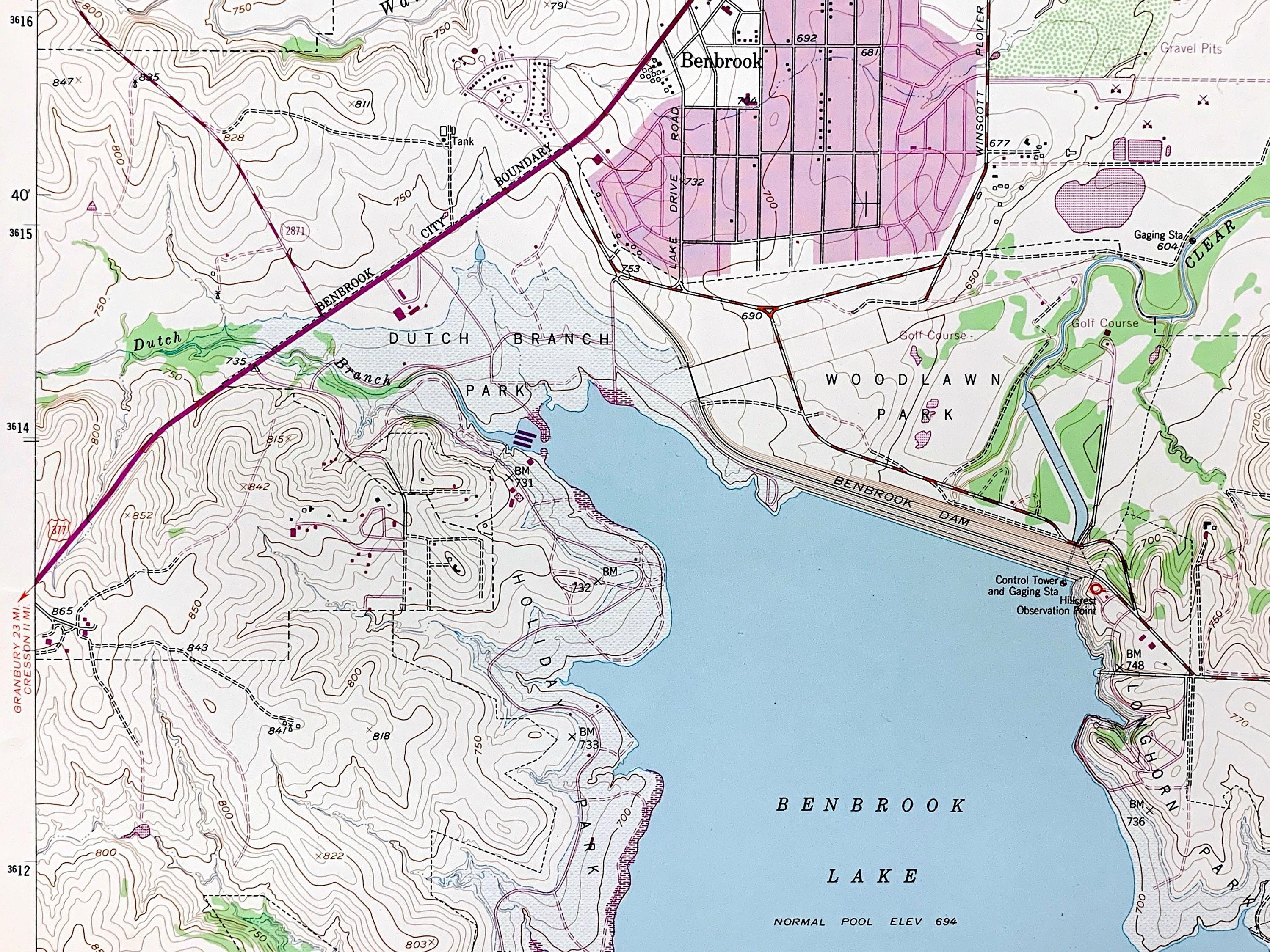 Antique Benbrook, Texas 1955 US Geological Survey Topographic Map ...