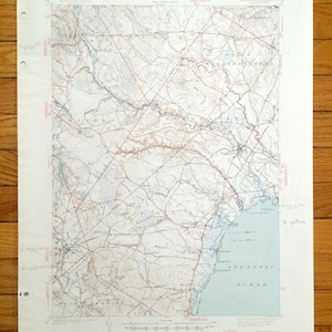 Antique Kennebunk, Maine 1944 US Geological Survey Topographic Map – York County, Wells, Kennbunkport, Berwick, Lyman, Biddeford, Alfred, ME