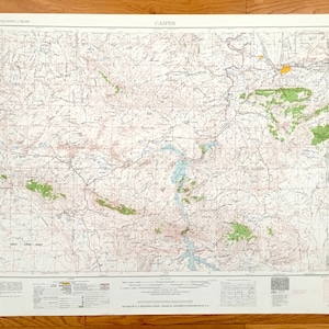 Antique Casper, Wyoming 1962 US Geological Survey Topographic Map – Evansville, Bishop, Alcova, Jeffrey City, Muddy Gap Allendale Bairoil WY