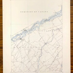 Antique St. Lawrence River, New York 1905 US Geological Survey Carte topographique – Waddington, Morrisburg, Chase Mills, Louisville, Comté de New York