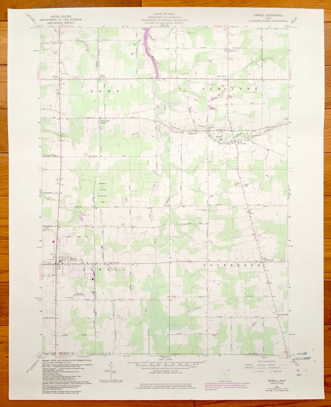 Antique Orwell Ohio 1960 US Geological Survey Topographic Map Etsy