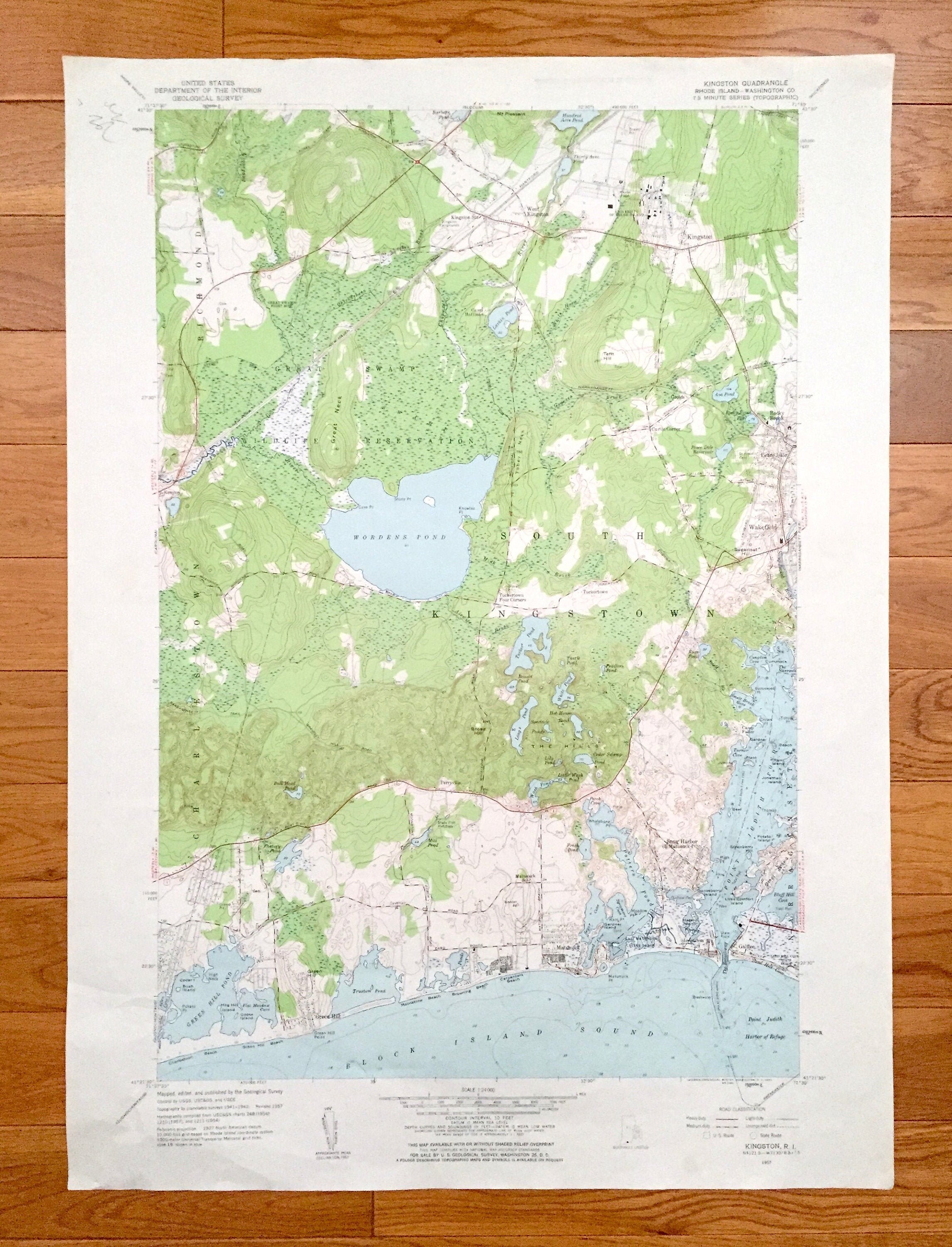 Antique Kingston Rhode Island 1957 US Geological Survey Etsy