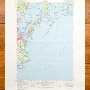 Antique Casco Bay, Maine 1957 US Geological Survey Topographic Map – Portland, Cape Elizabeth, Falmouth, Cumberland, Yarmouth, Harpswell, ME