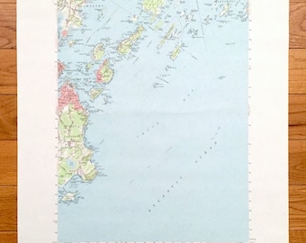 Antique Casco Bay, Maine 1957 US Geological Survey Topographic Map – Portland, Cape Elizabeth, Falmouth, Cumberland, Yarmouth, Harpswell, ME