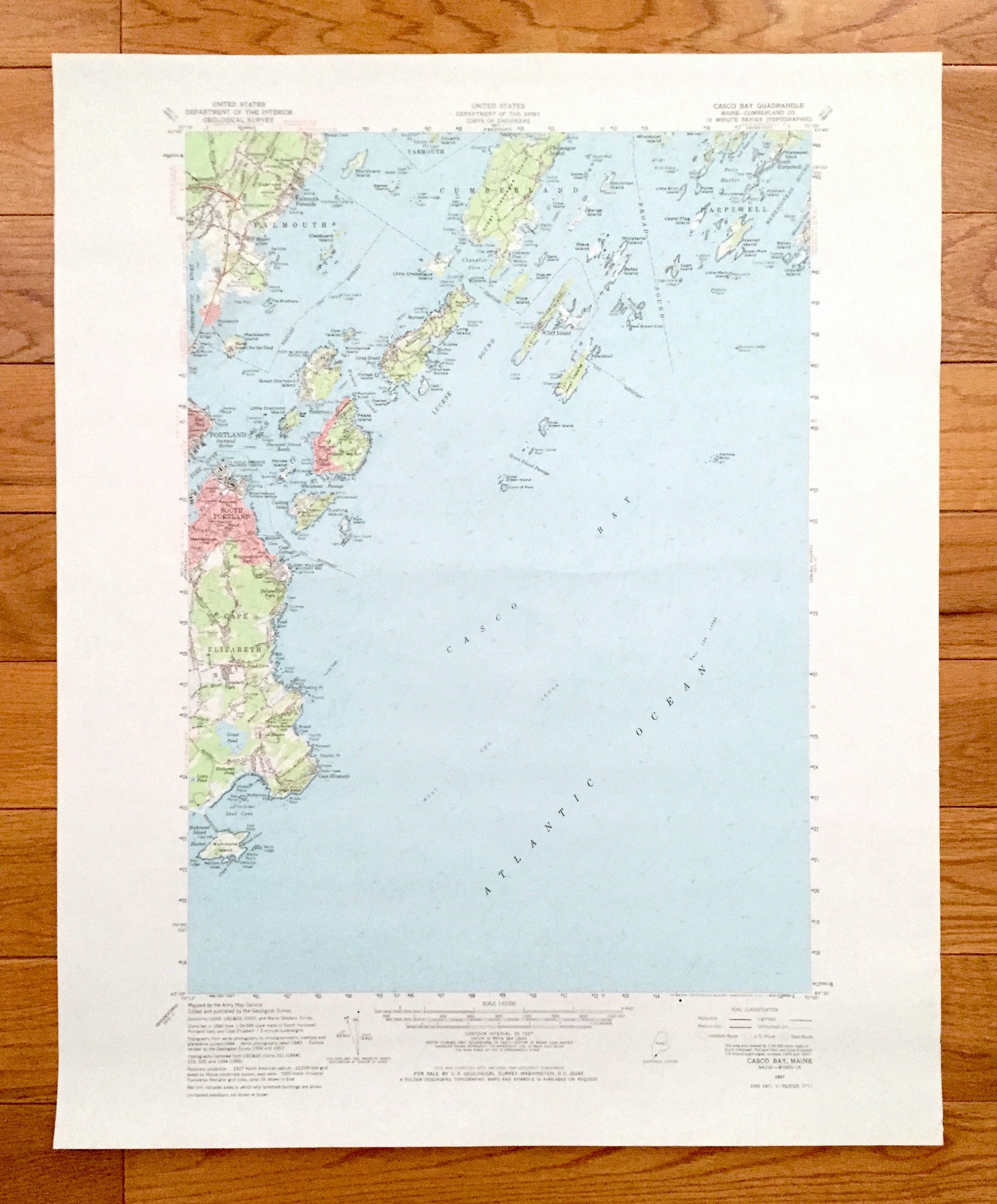 Antique Casco Bay, Maine 1957 US Geological Survey Topographic Map ...