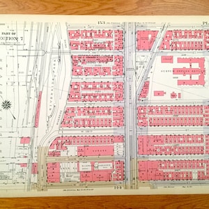 Antique Manhattan, New York City Kaart uit Bromley's 1934 Manhattan Land Book – Manhattanville, Hamilton Heights, Riverside Park, CUNY Harlem