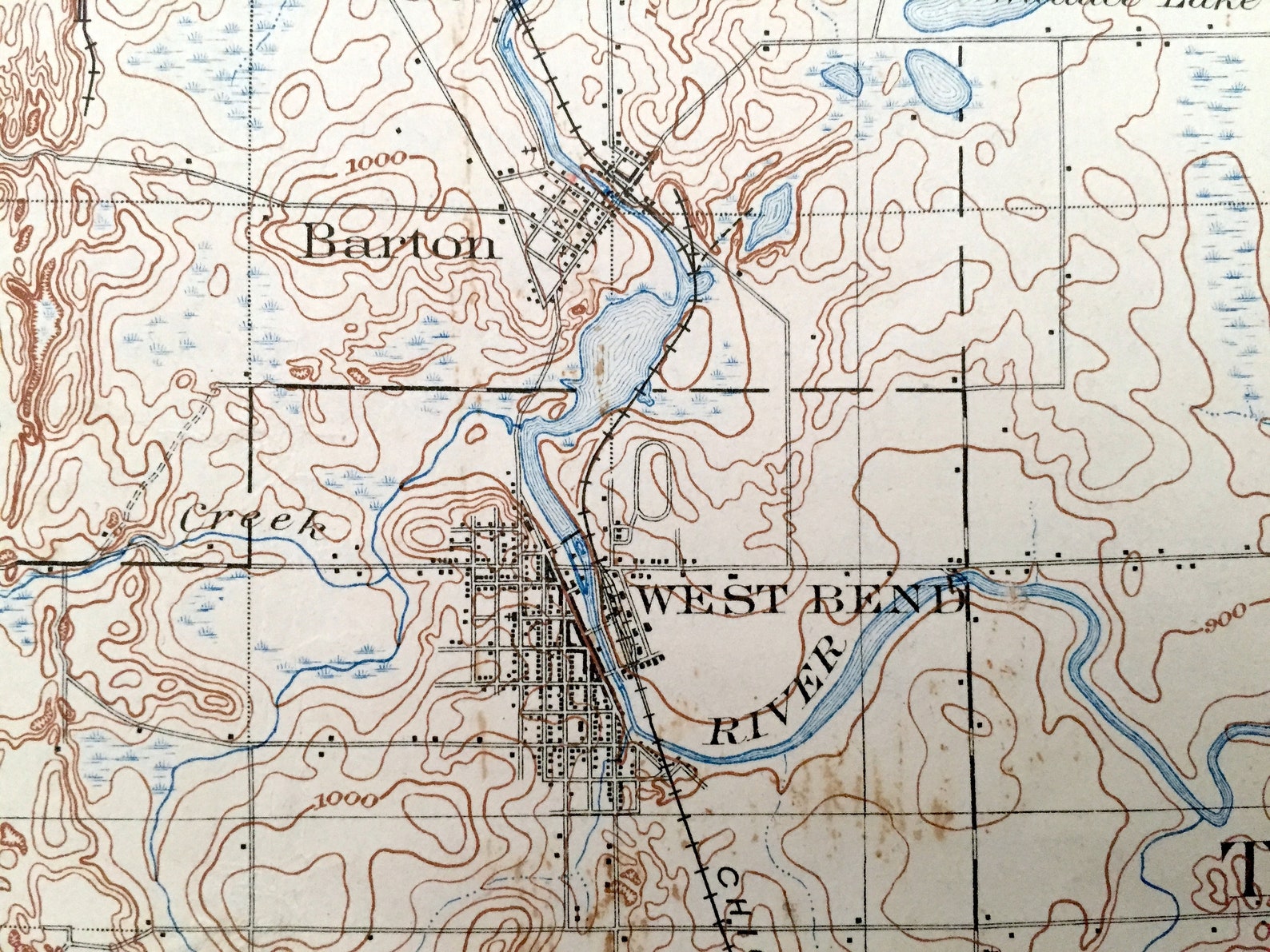 Antique West Bend Wisconsin 1904 US Geological Survey Etsy