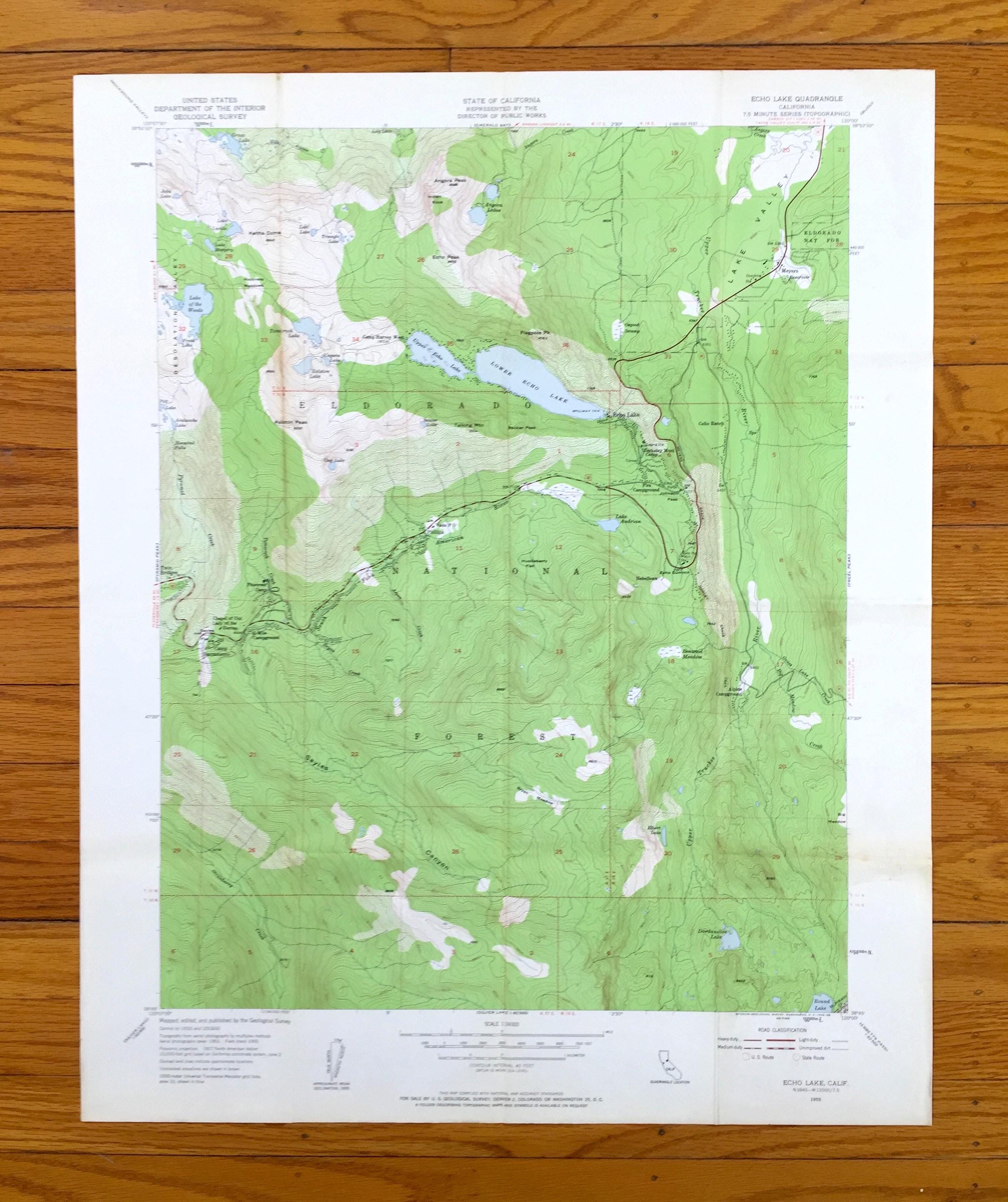 Antique Echo Lake, California 1955 US Geological Survey