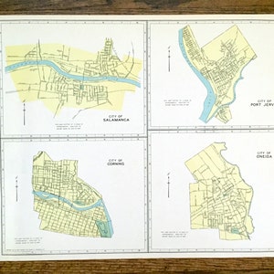 Antiker Salamanca, Port Jervis, Corning & Oneida, New York 1941 Historischer Atlas Stadtplan – Cattaraugus, Orange, Steuben County, NY