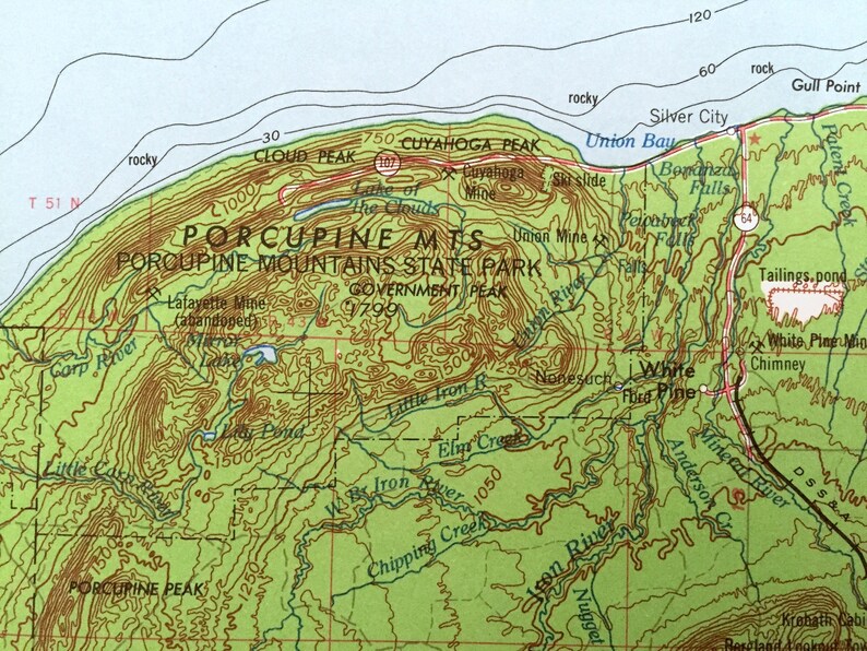Antique Iron River Michigan 1961 US Geological Survey Etsy