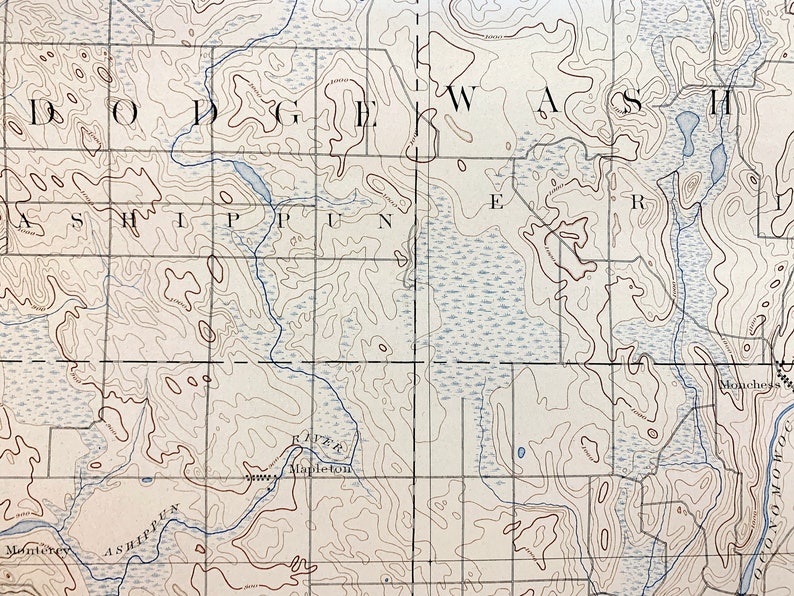 Antique Oconomowoc, Wisconsin 1892 US Geological Survey Topographic Map ...