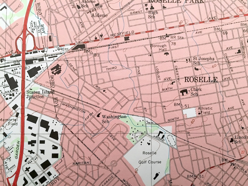 Antique Roselle New Jersey 1995 US Geological Survey Etsy