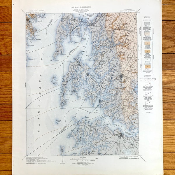 Antique Chesapeake Bay, Maryland 1902 US Geological Survey Topographic Map – Annapolis, Easton, St Michaels, Oxford, Cambridge, Kent Island