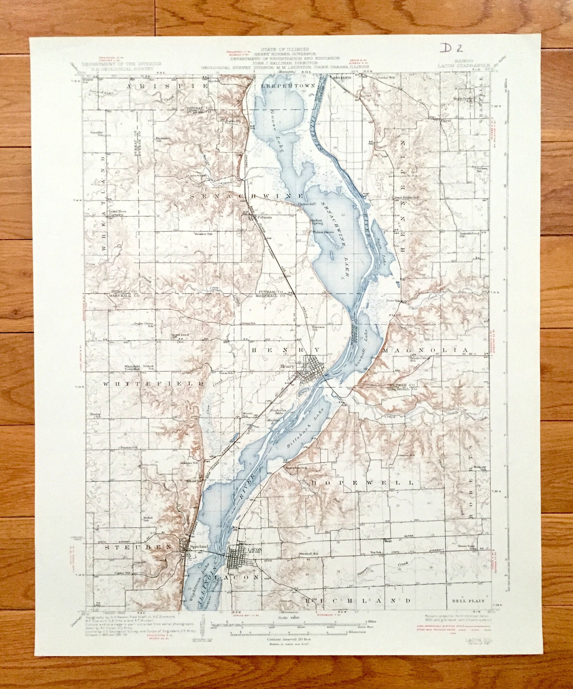 Antique Lacon Illinois 1937 US Geological Survey Topographic Etsy