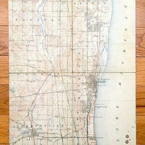 Antike Waukegan, Illinois 1908 US Geological Survey topographische Karte - Norden Chicago, Lake Bluff, Lake Forest, Zion City, Benton, Schilde IL