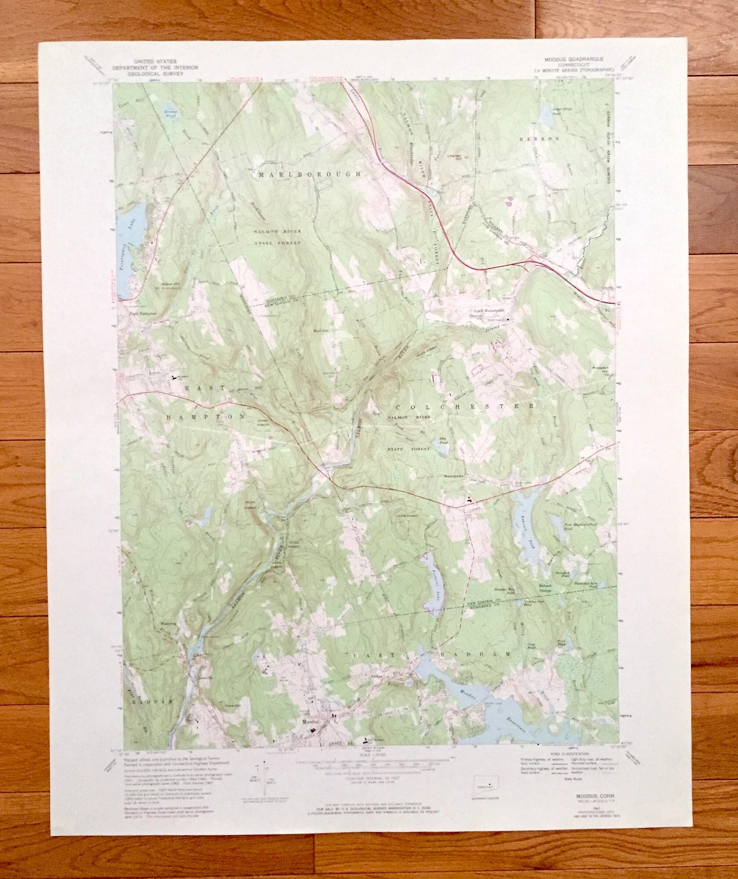 Antique Moodus Connecticut 1967 Mapa topográfico del Servicio Etsy