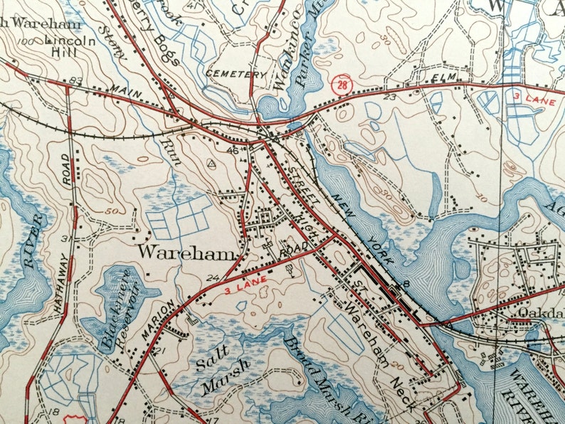 Antique Wareham Massachusetts 1939 US Geological Survey Etsy UK