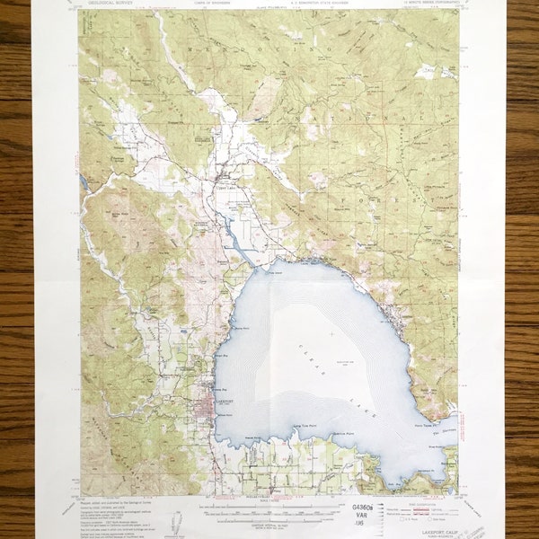 Clear Lake Ca Map Etsy