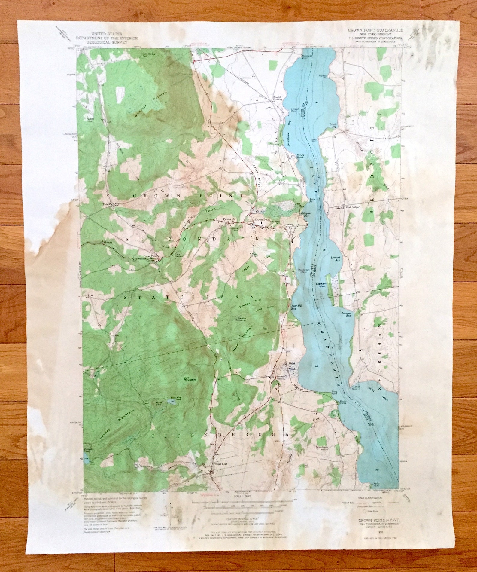 Antique Crown Point New York 1950 US Geological Survey Etsy