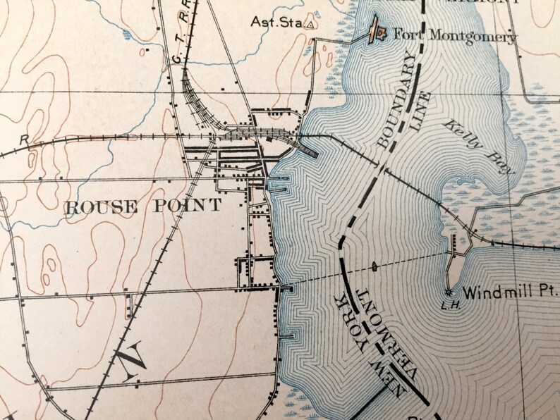 Antique Rouses Point New York 1907 US Geological Survey Etsy