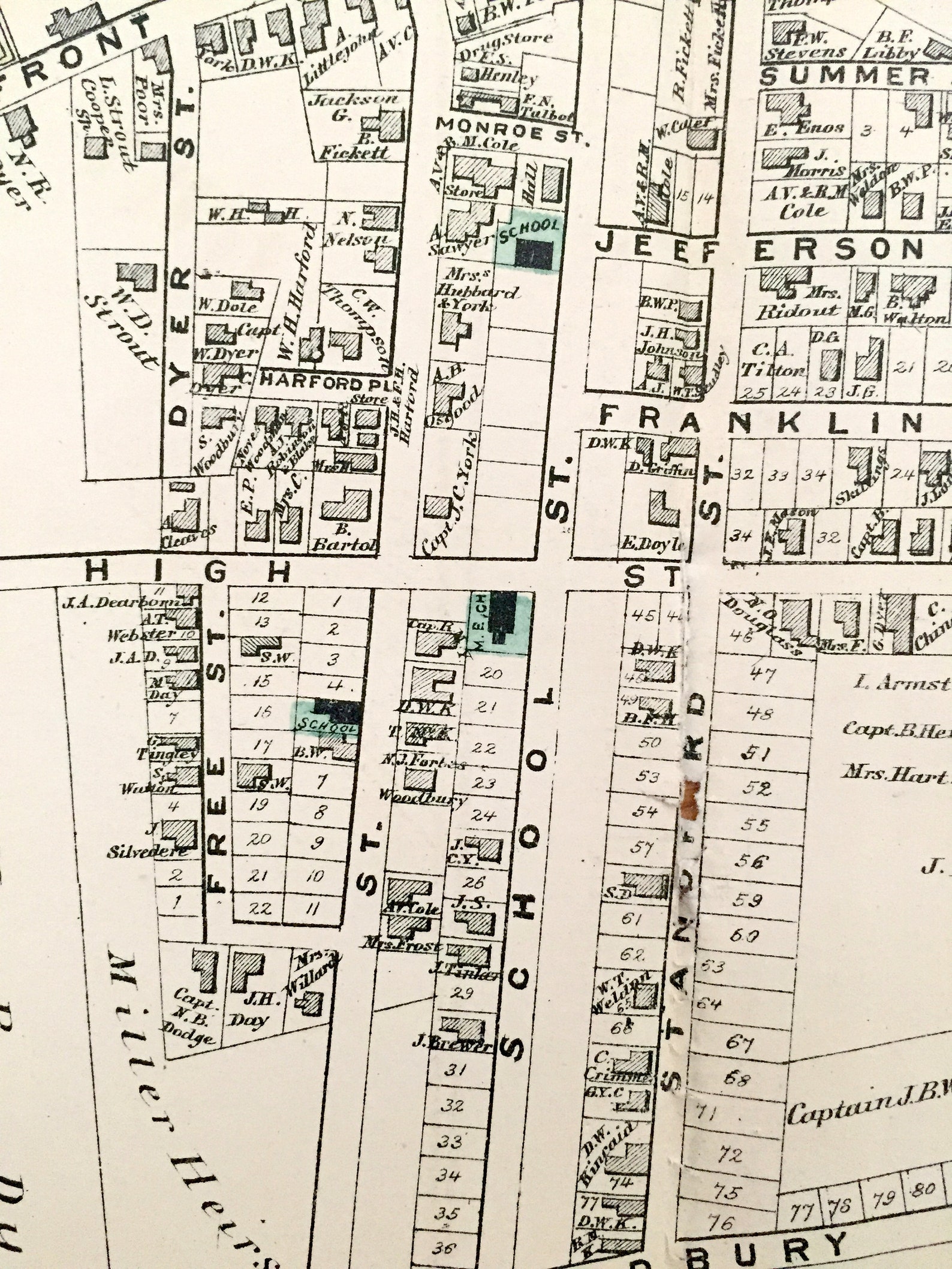 Antique 1871 Cushings Point Maine Map From F.W. Beers Atlas Etsy