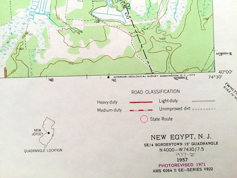 Antique New Egypt New Jersey 1957 US Geological Survey Etsy