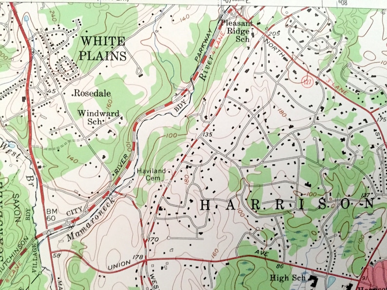 Antique Mamaroneck New York 1955 US Geological Survey Etsy