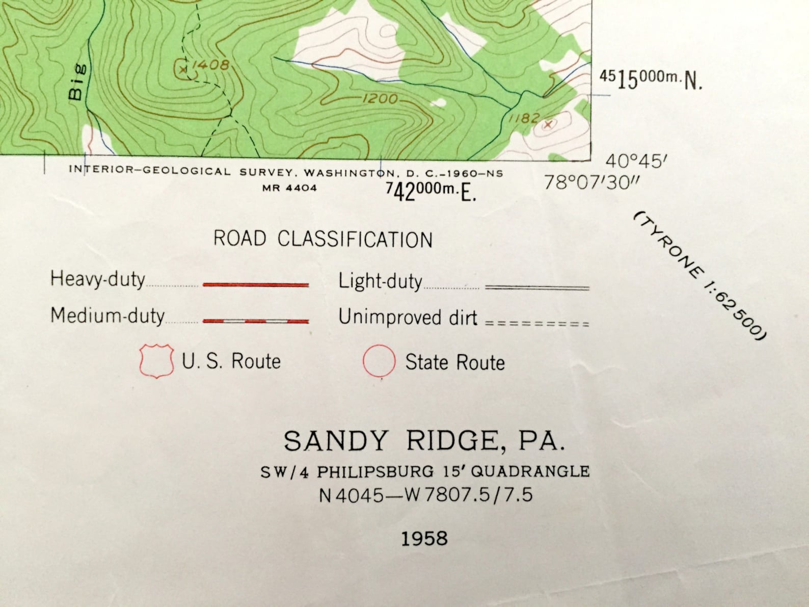 Antique Sandy Ridge Pennsylvania 1958 US Geological Survey Etsy