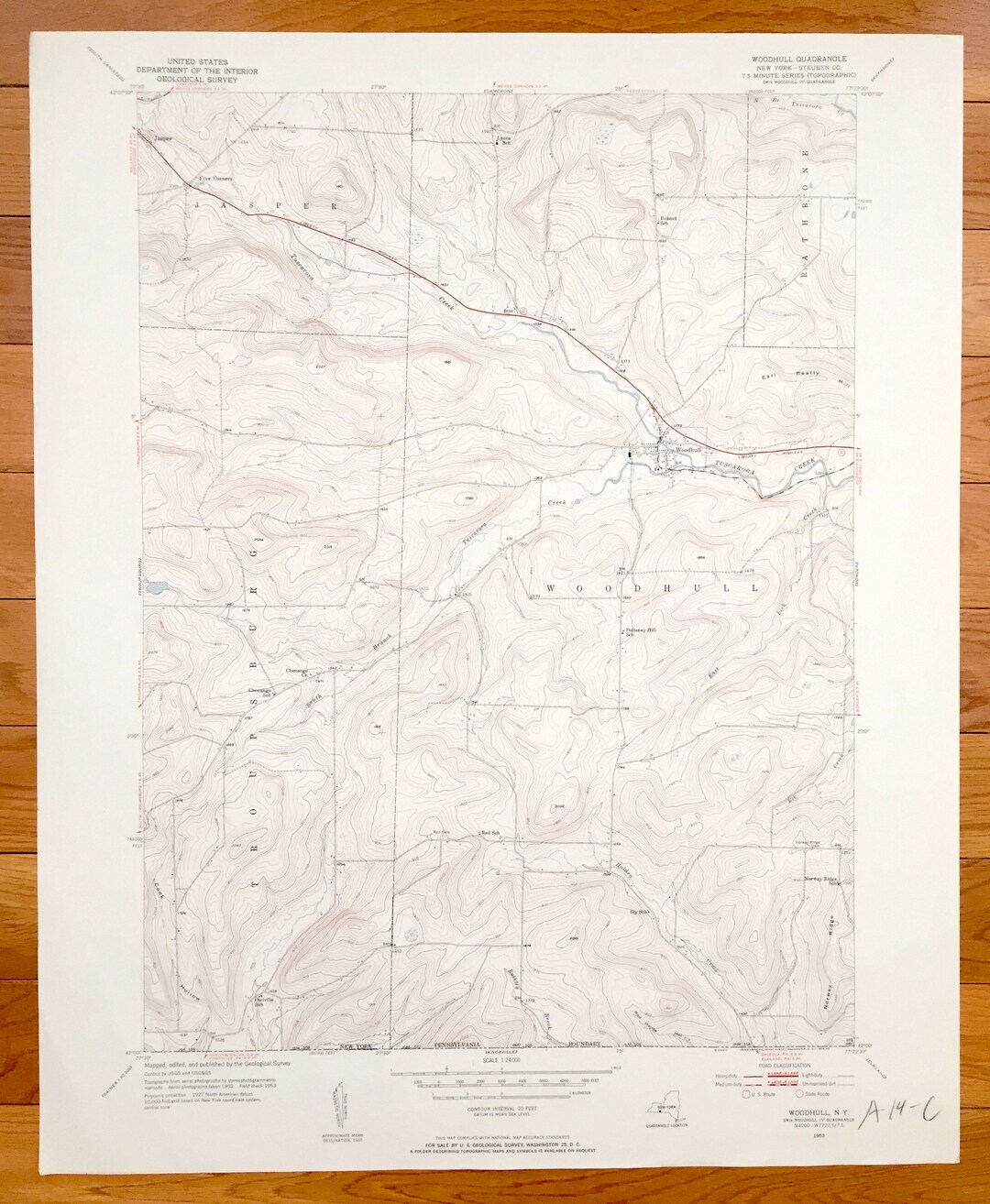 Antique Woodhull New York 1953 US Geological Survey Etsy