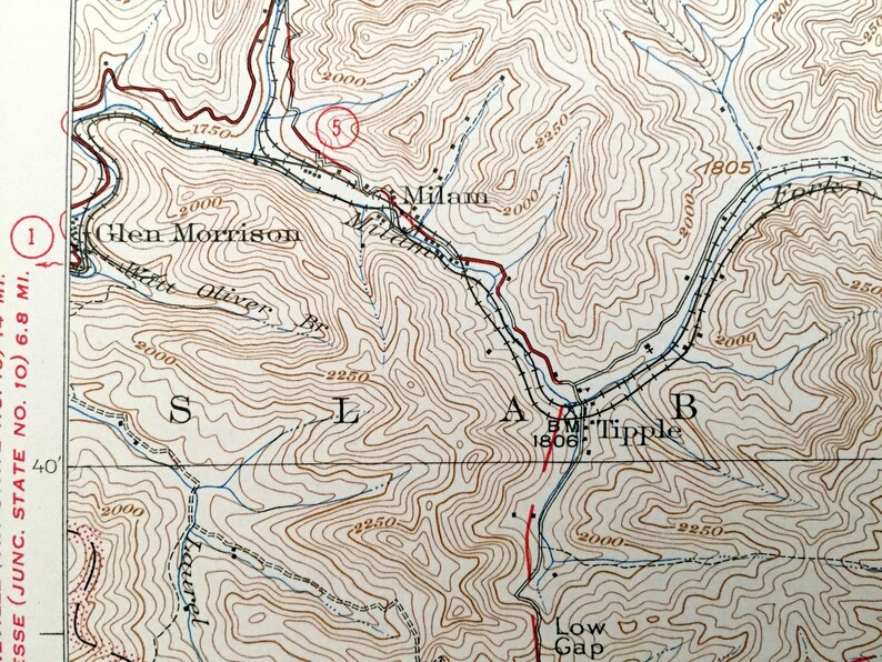 Antique Mullens West Virginia 1927 US Geological Survey Etsy