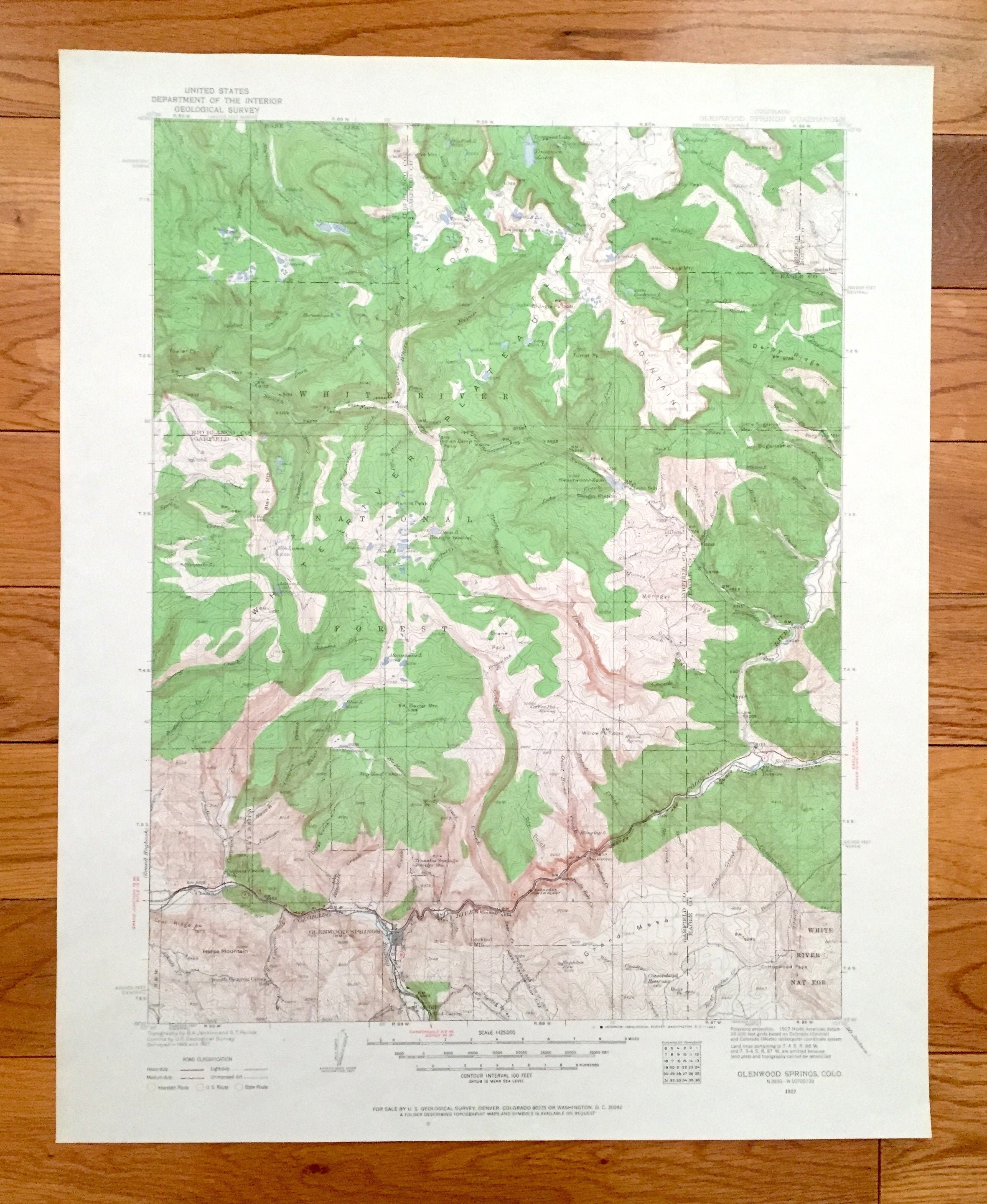 Antique Glenwood Springs Colorado 1927 US Geological Survey Etsy