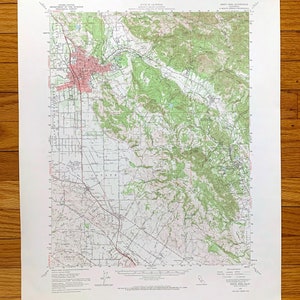 Antike Santa Rosa, Kalifornien 1954 US Geologische Untersuchung Topographische Karte - Sonoma County, Napa, Berge, Cotati, Tal des Mondes, CA