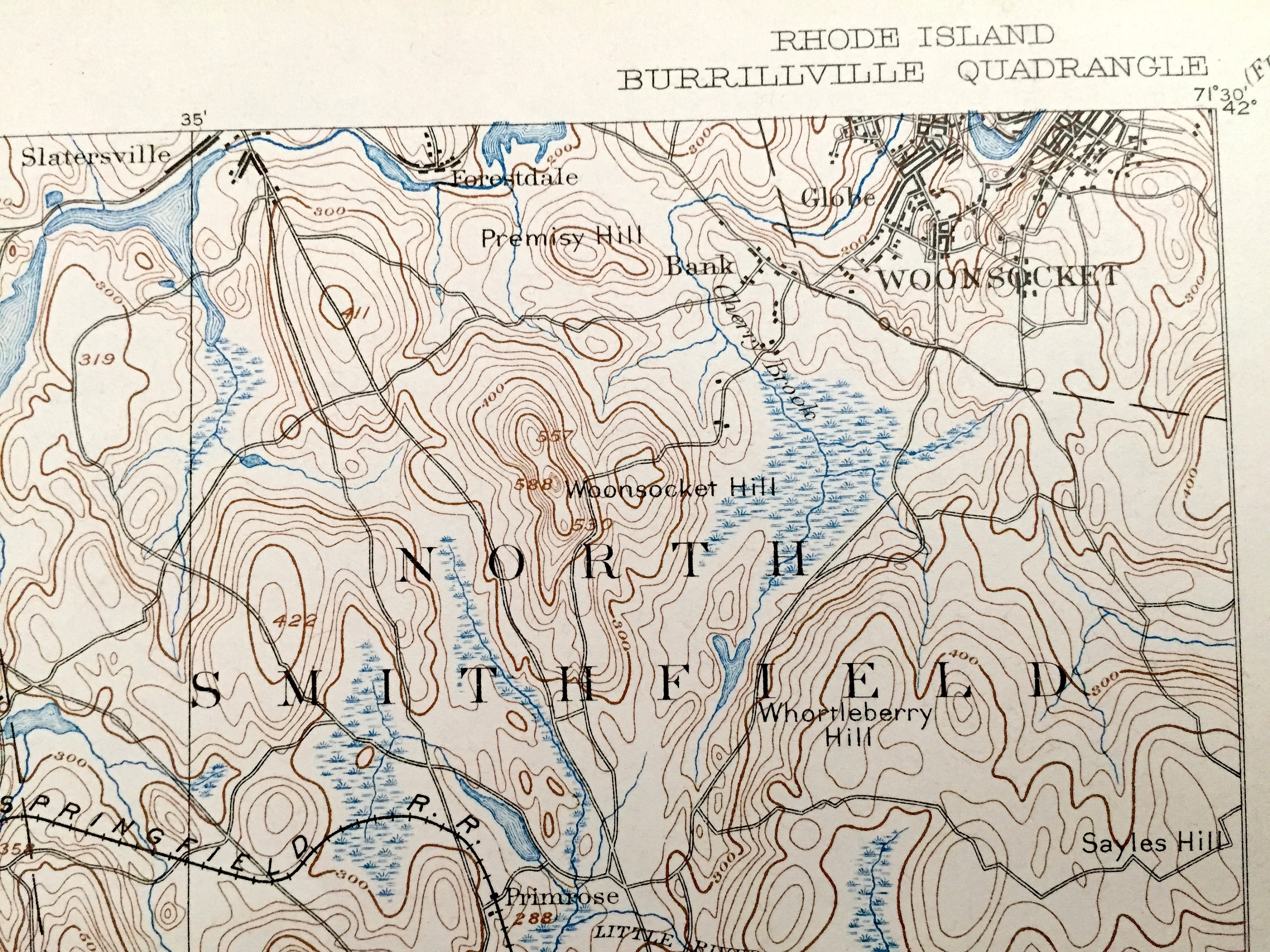 Antique Burrillville Rhode Island 1894 US Geological Survey Etsy