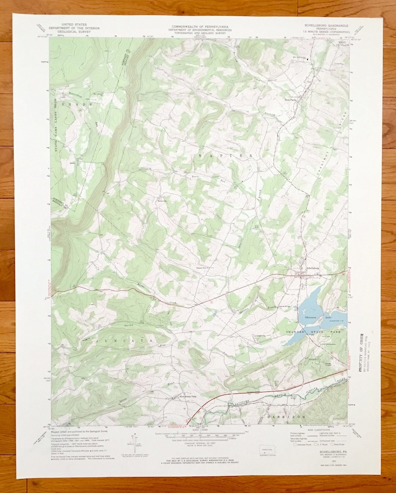 Antique Schellsburg Pennsylvania 1971 US Geological Survey Etsy